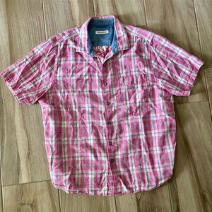 Tommy Bahama Men's XL Pink Plaid Short Sleeve Camp Shirt Casual